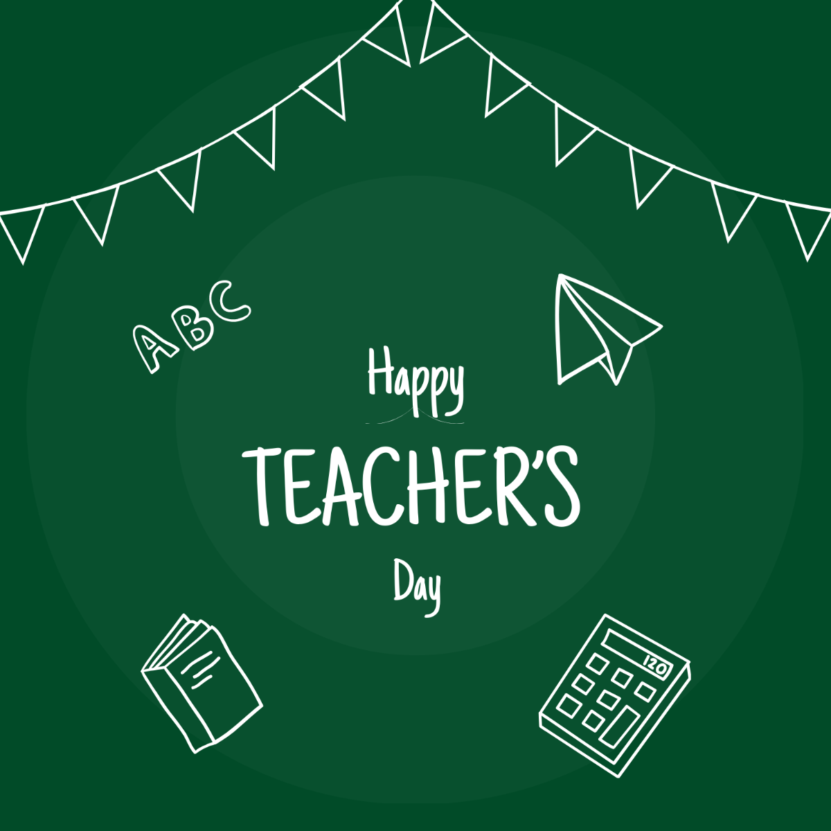 Happy Teacher Day Outline Clip Art