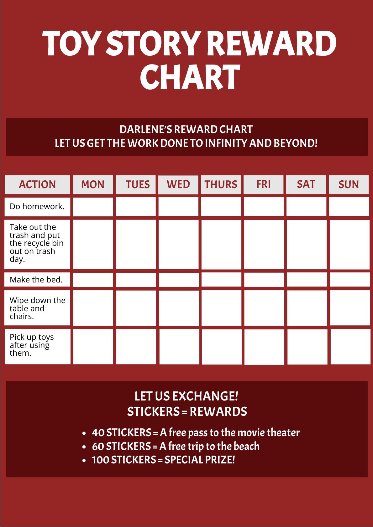 Toy Story Reward Chart in PDF, Illustrator