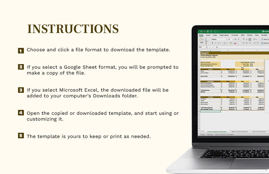 Free Enterprise SaaS Financial Projection Model Template Download in
