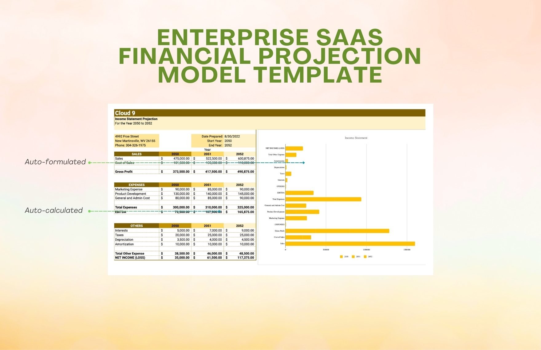 Enterprise SaaS Financial Projection Model Template