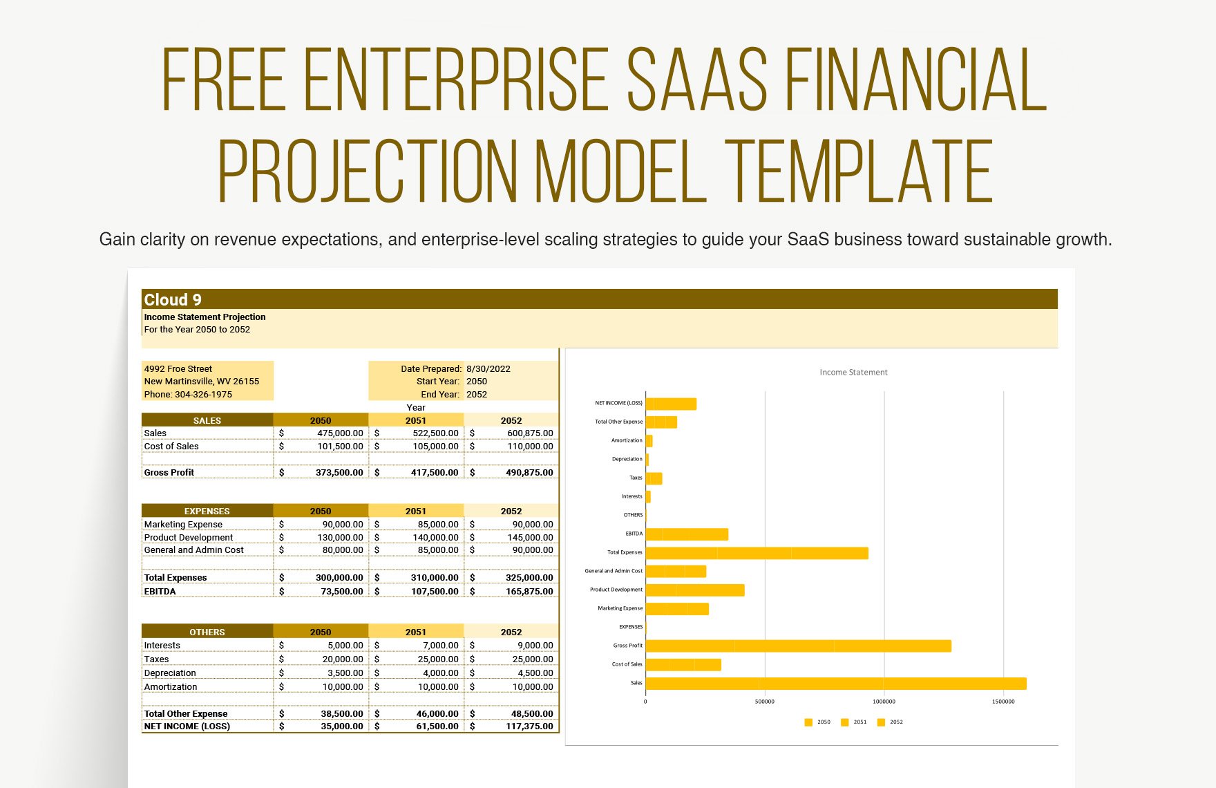 Enterprise SaaS Financial Projection Model Template