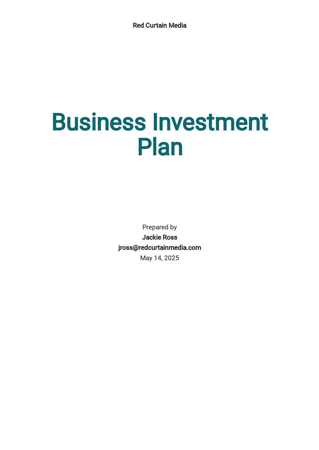 sample business plan for investors pdf