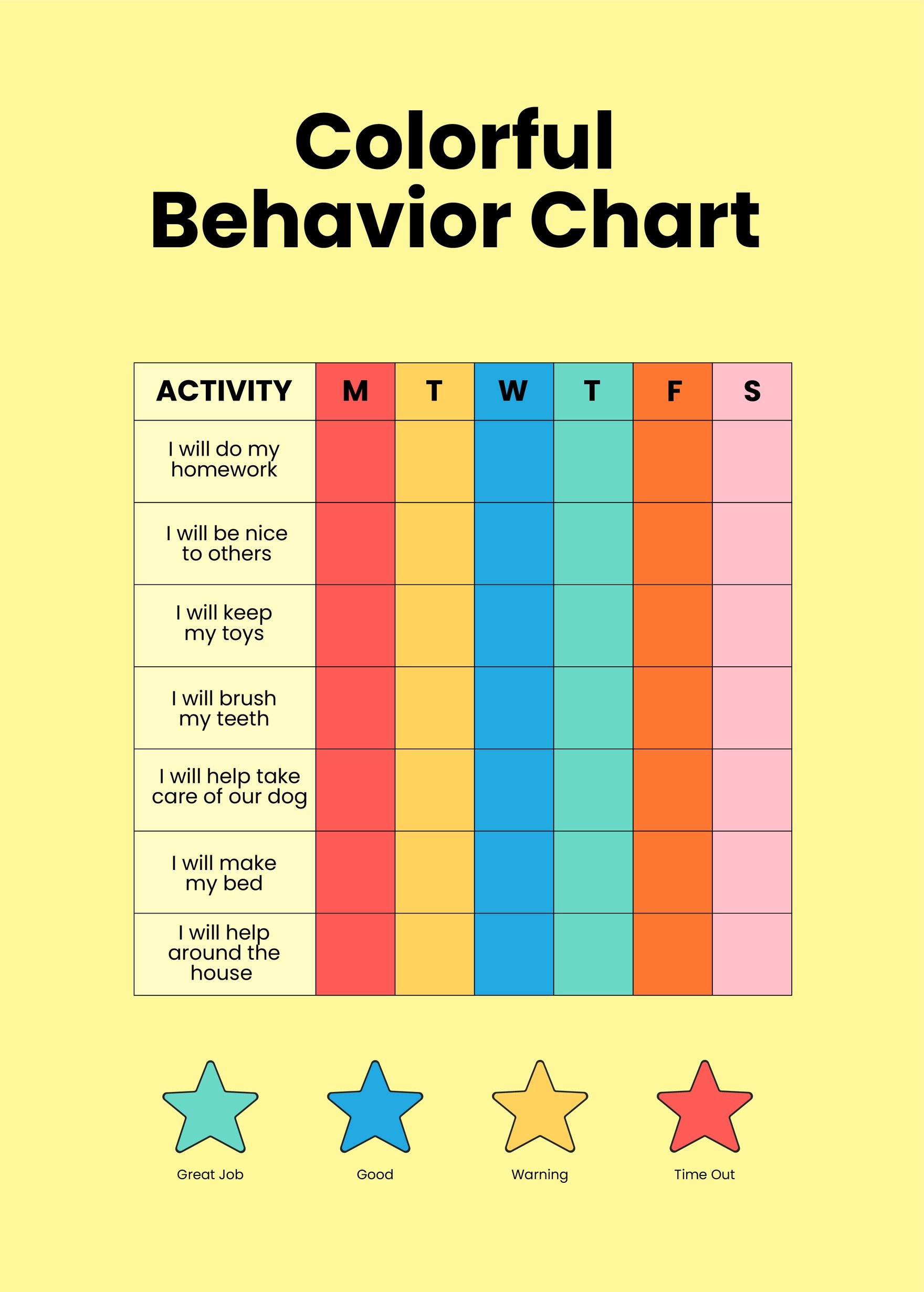 Colorful Behavior Chart