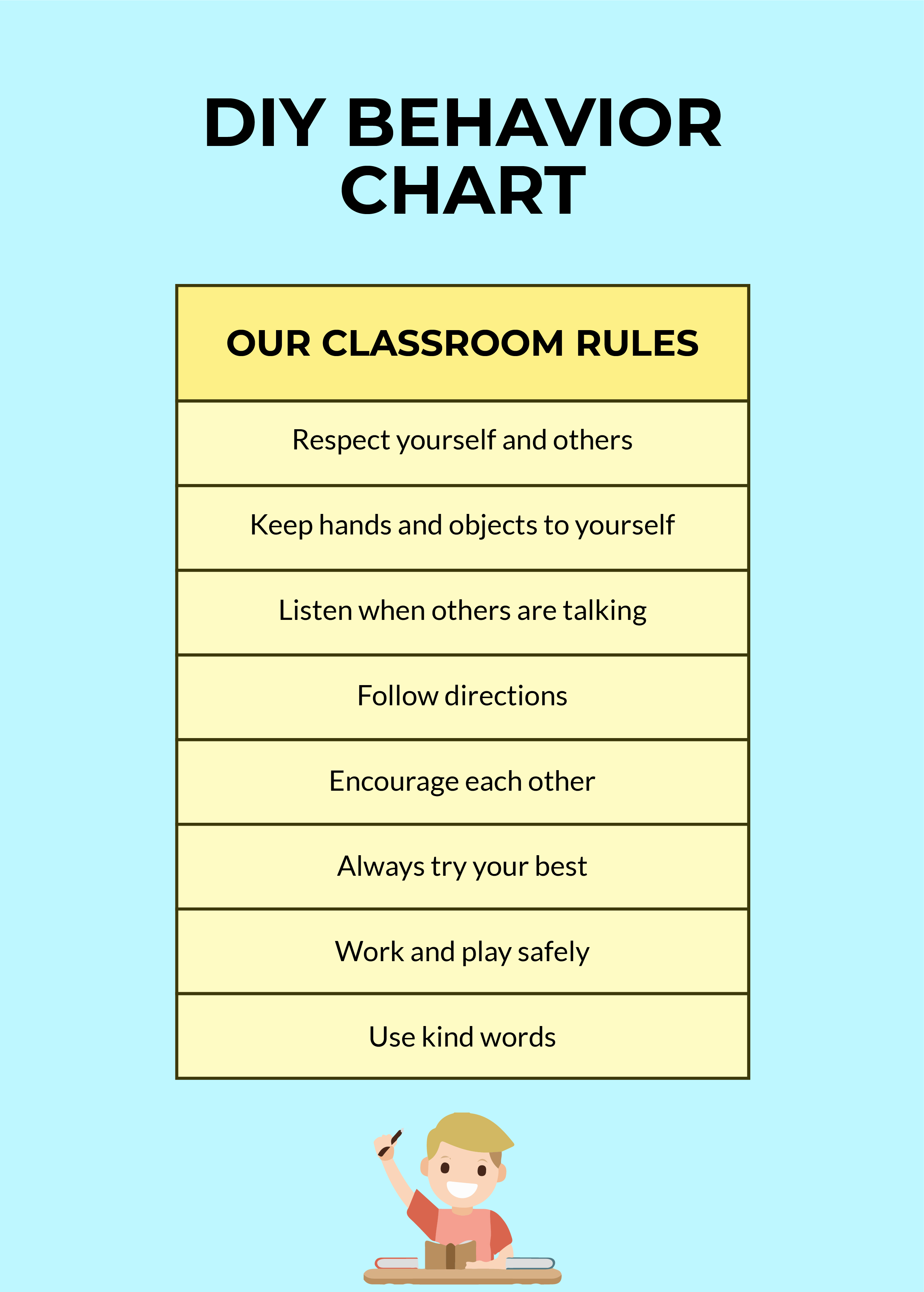 Free Diy Behavior Chart - Download in Word, PDF, Illustrator, PSD