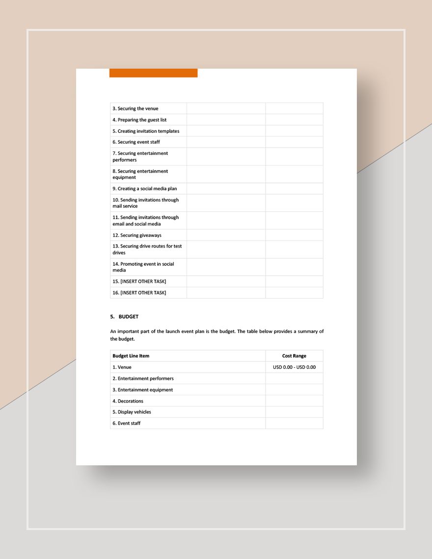 Launch Event Plan Template