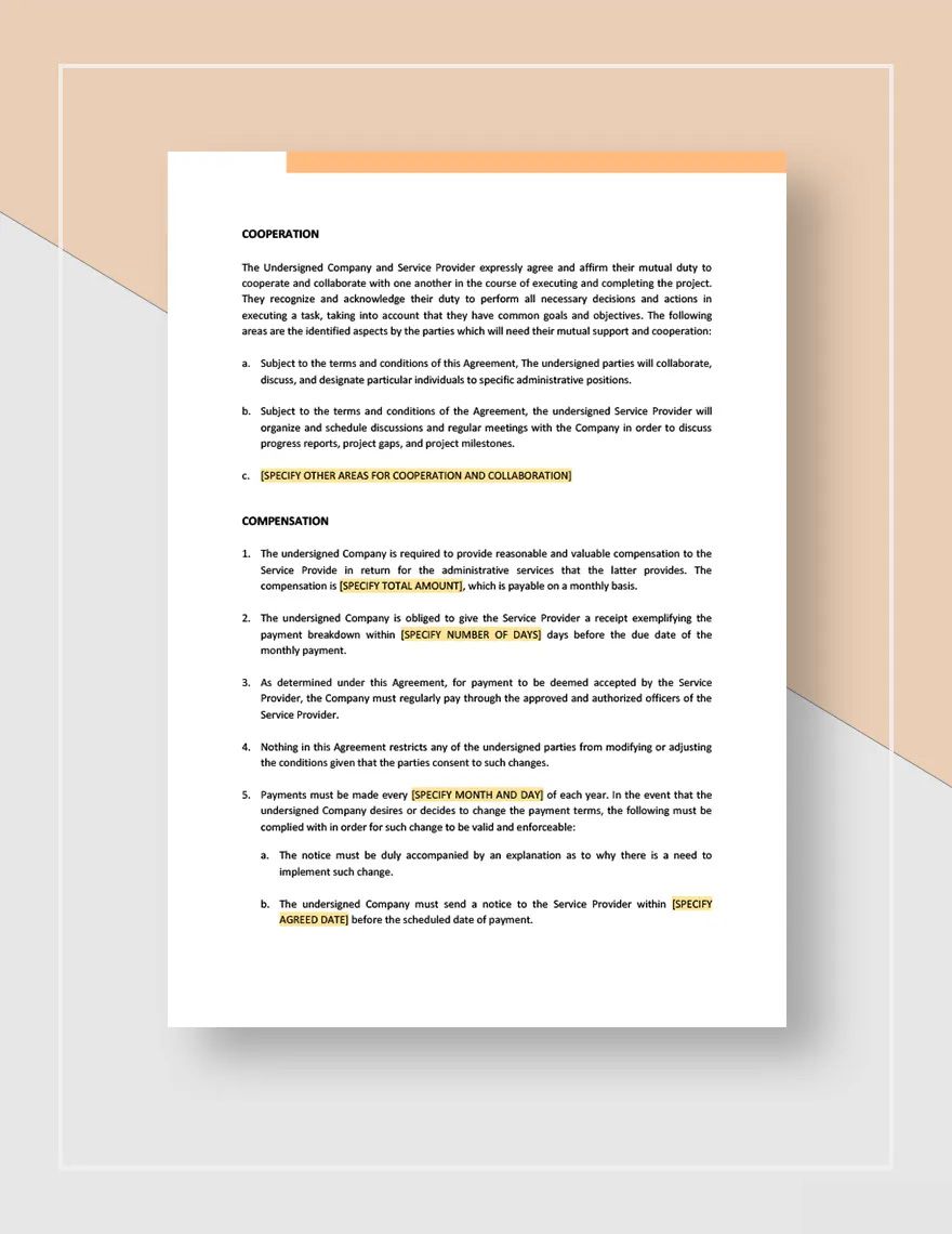 Administrative Services Agreement Template