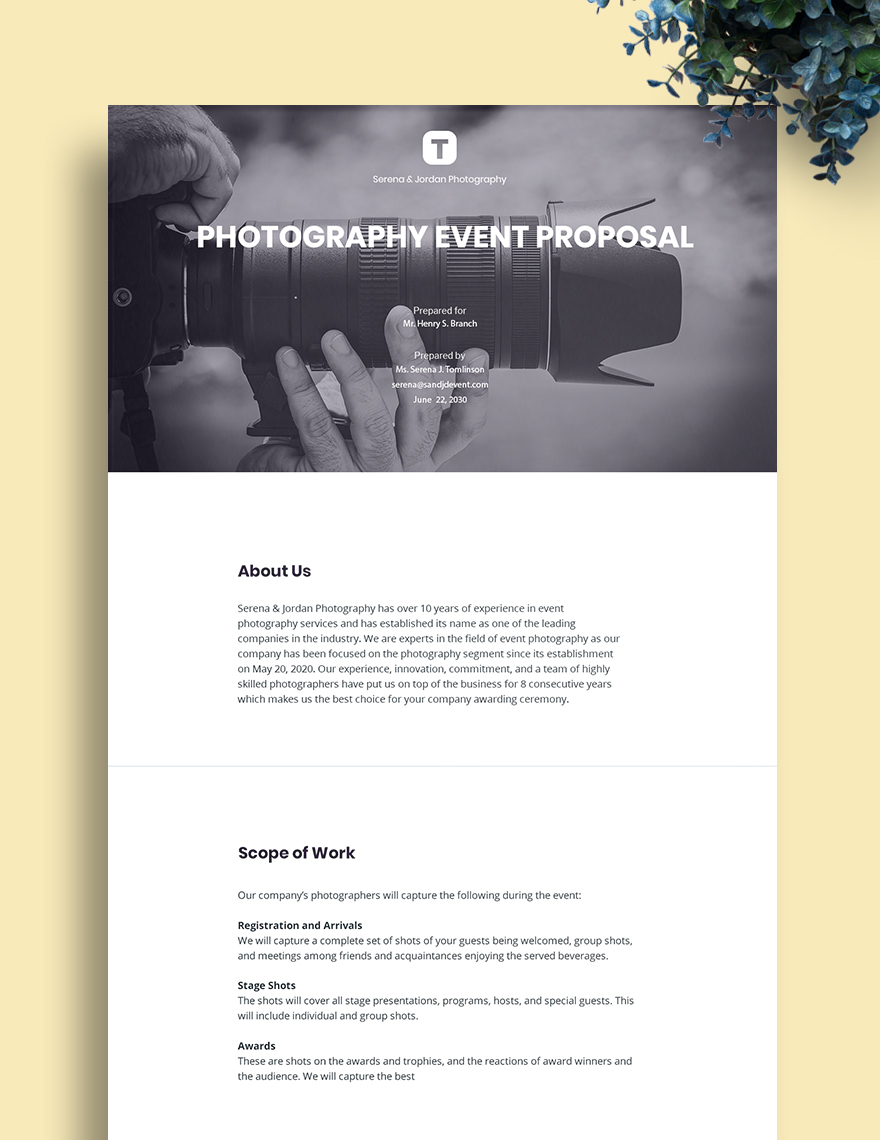 Event Photography Proposal Template
