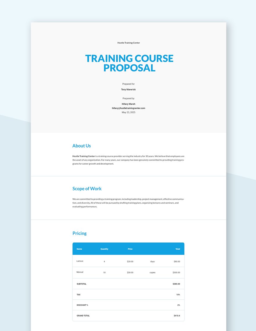 Training Course Proposal Template