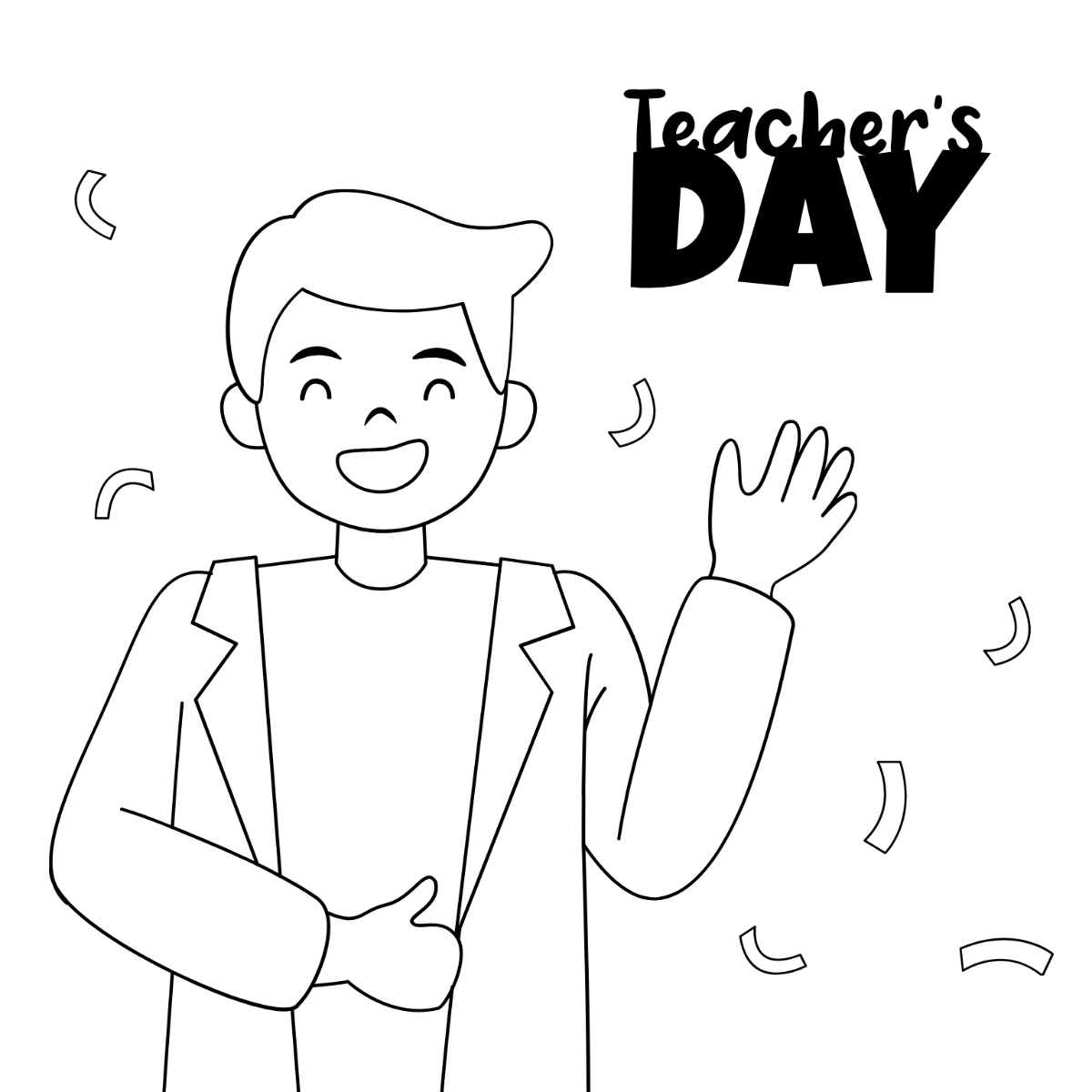 Teachers Day Drawing Template