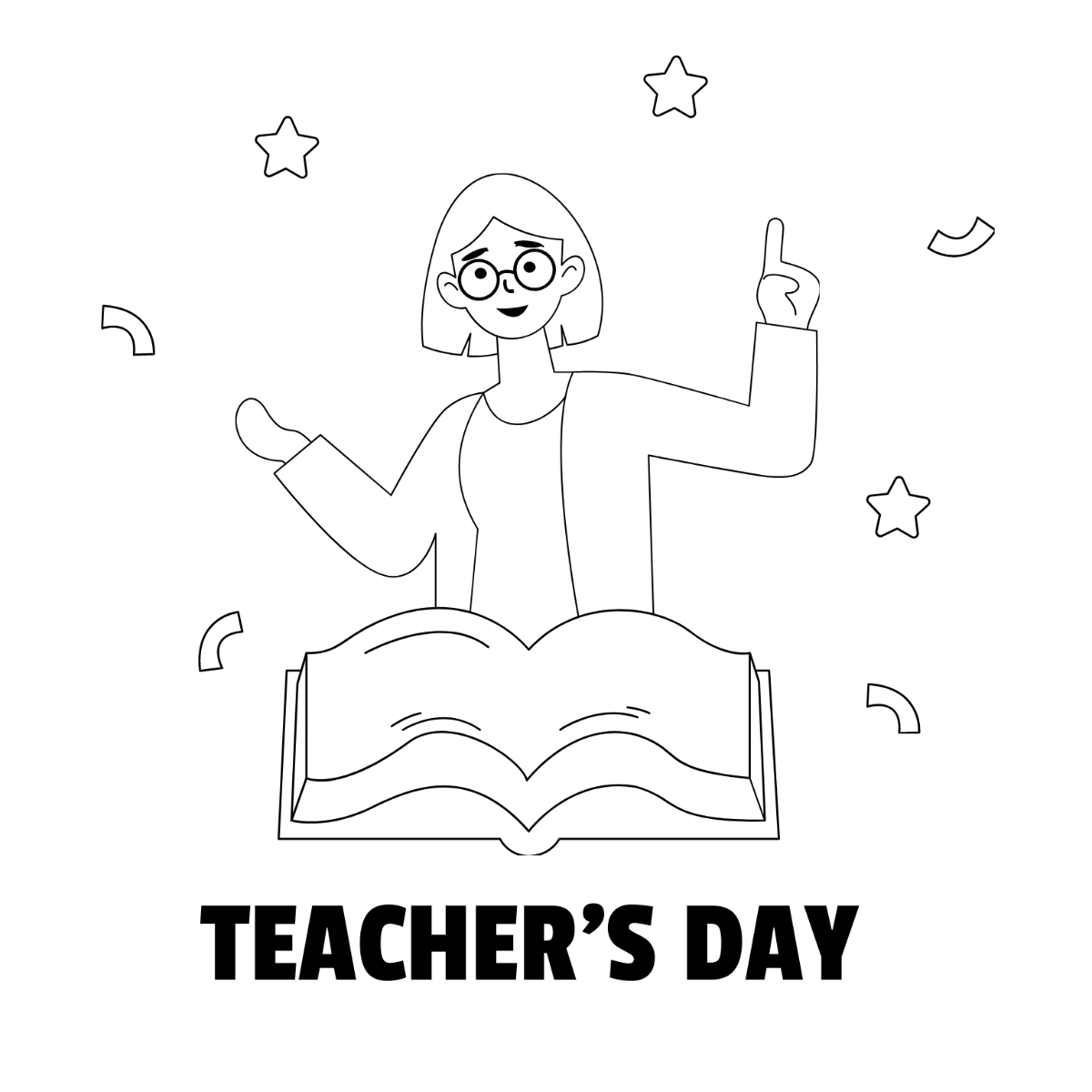 Happy Teachers Day Drawing Template