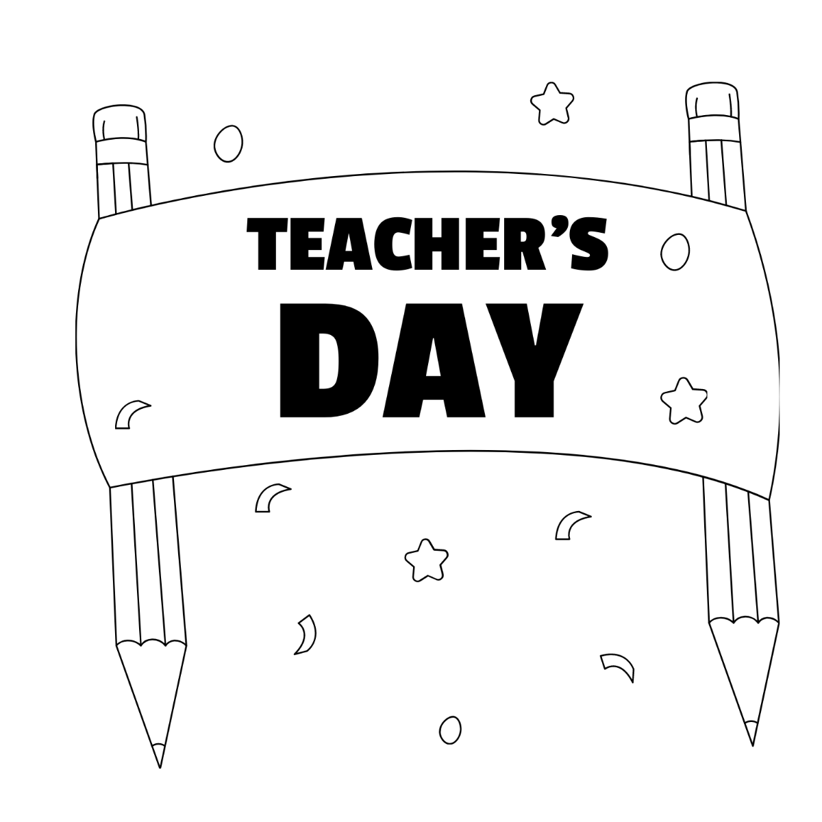 Teachers Day Banner Drawing Template