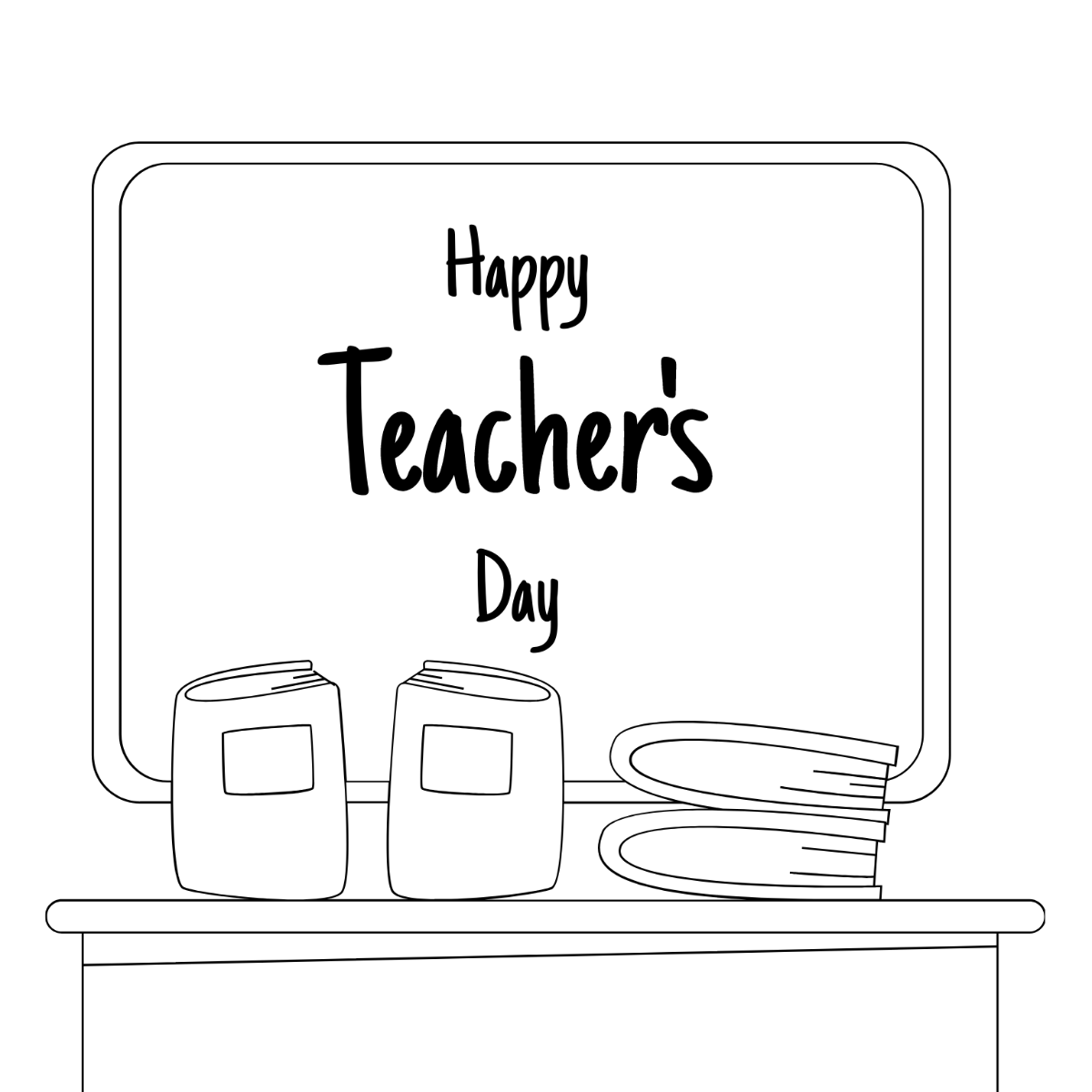 Teachers Day School Drawing Template