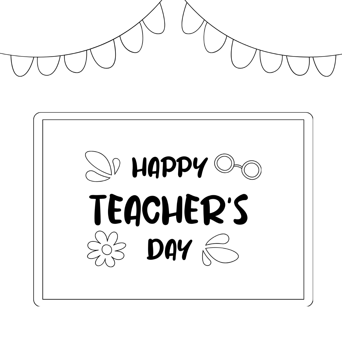 Happy Teachers Day Chalkboard Drawing Template