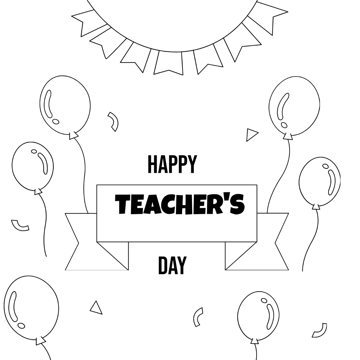 Happy Teacher's Day Celebration Drawing Template
