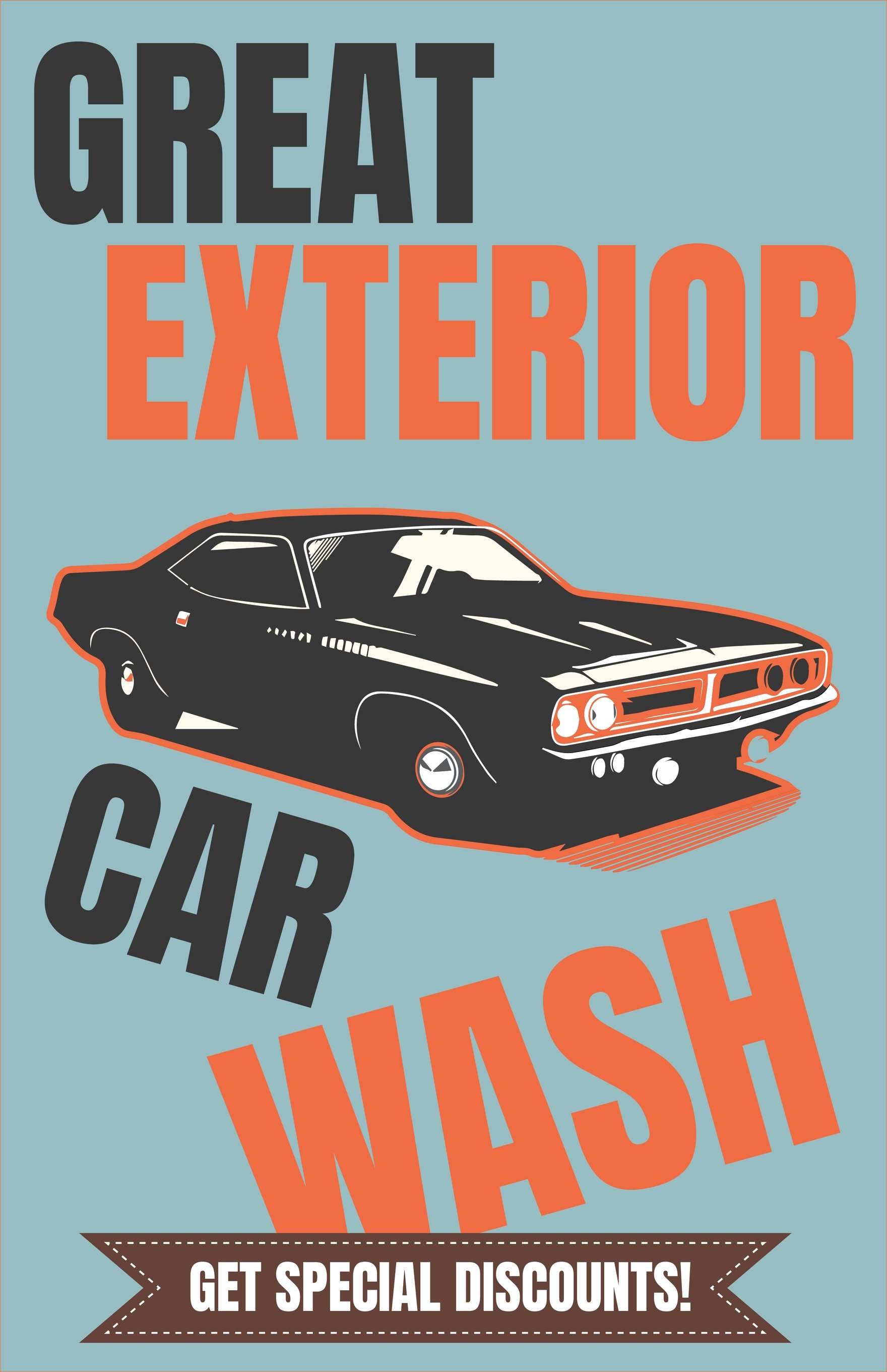 Colorful Car Wash Poster Template
