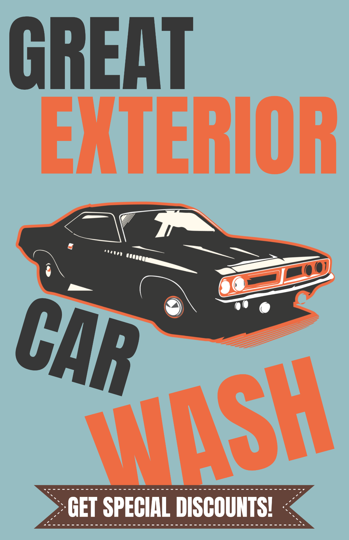Colorful Car Wash Poster Template
