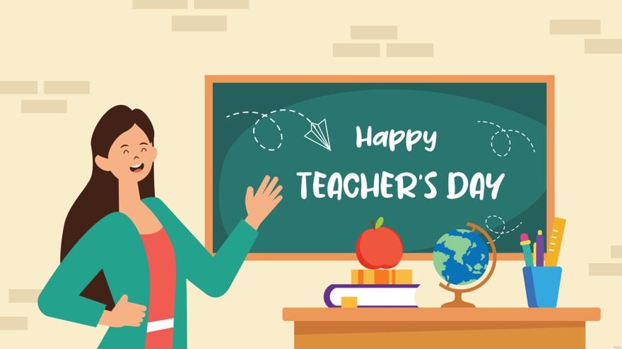 Happy Teacher's Day In Classroom Background in Illustrator, EPS, SVG, JPG, PNG