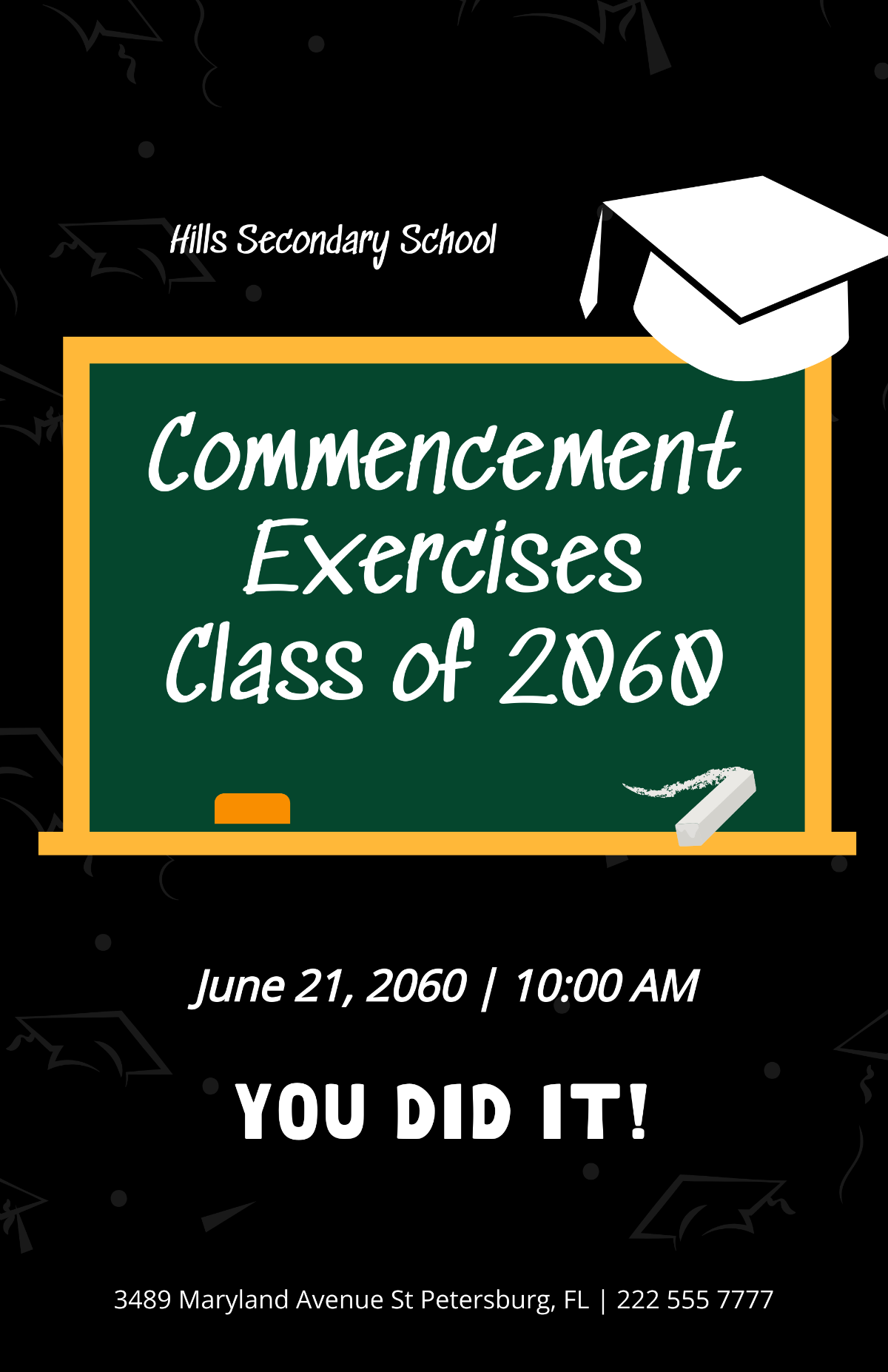 Free Chalkboard Graduation Poster Template