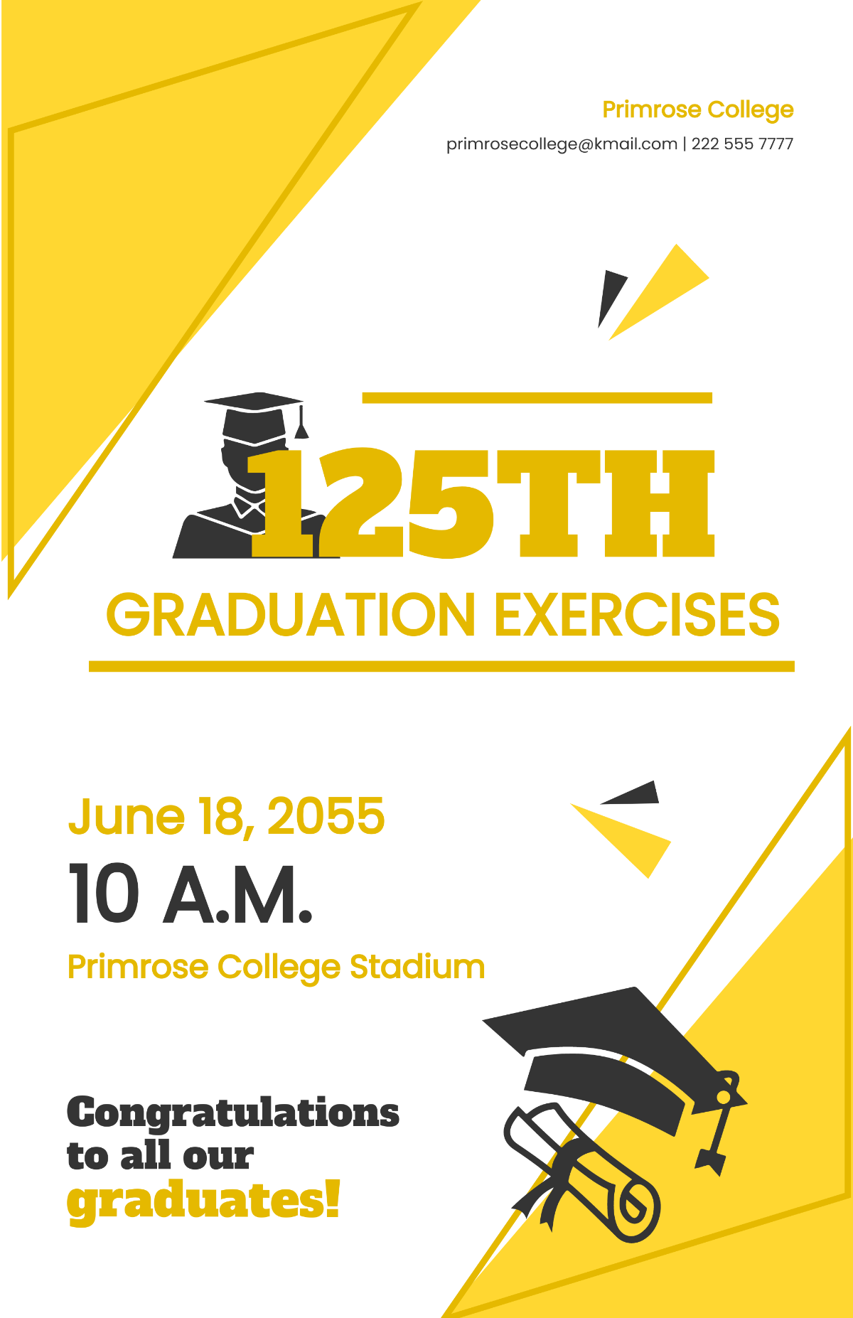 Free White Gold Graduation Poster Template
