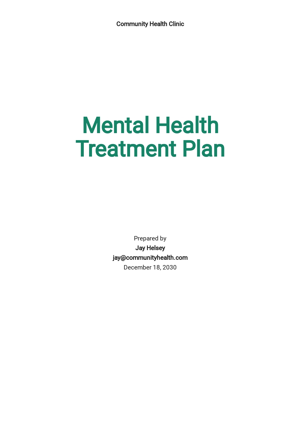 Printable Mental Health Treatment Plan