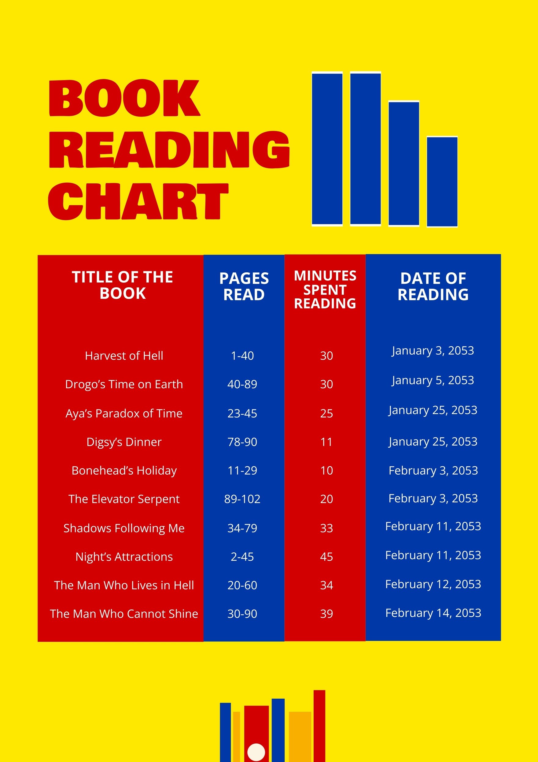 Free Book Reading Chart in PDF, Illustrator