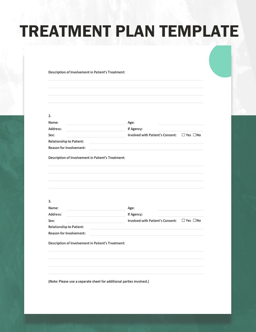 Treatment Plan Template - Google Docs, Word, Apple Pages | Template.net