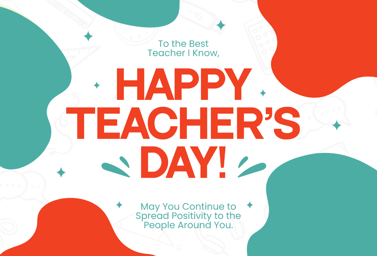 Teacher's Day Wishes Greeting Card Template