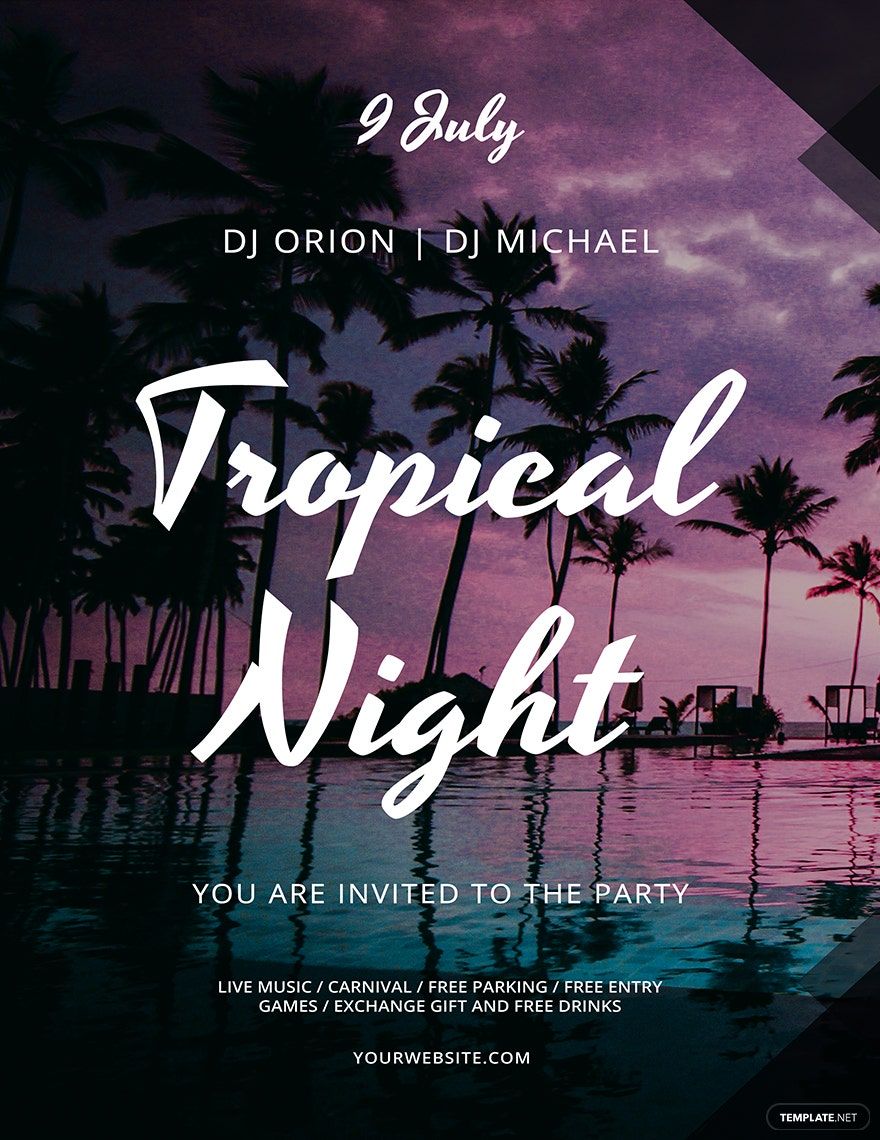 Tropical Summer Night Flyer Template