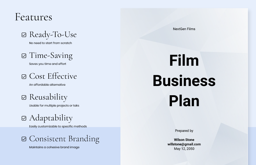 short film business plan template