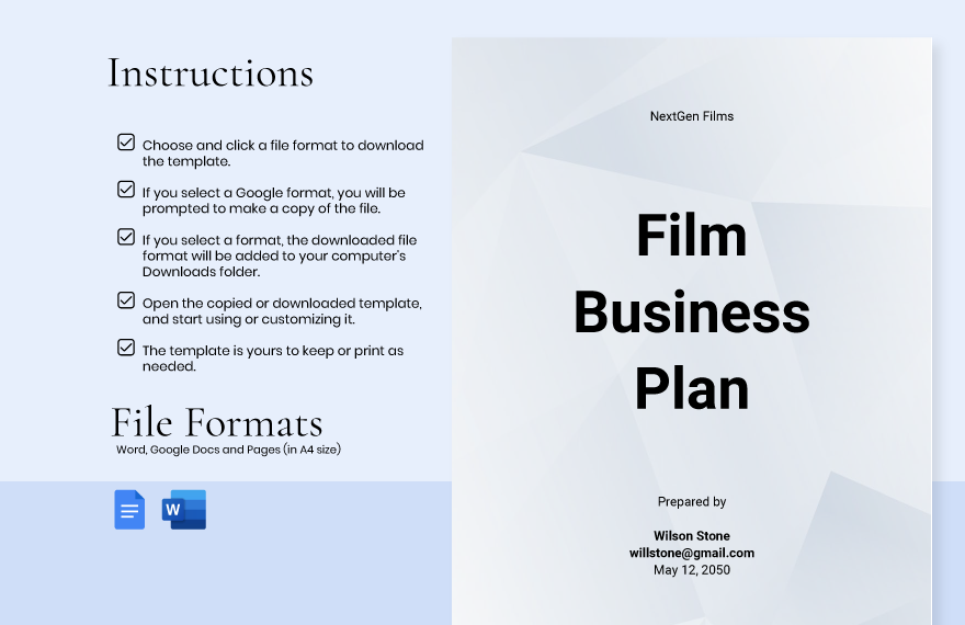 Film Business Plan Template