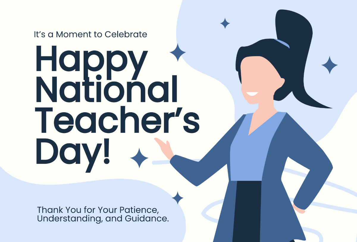 Free National Teacher's Day Greeting Card  Template