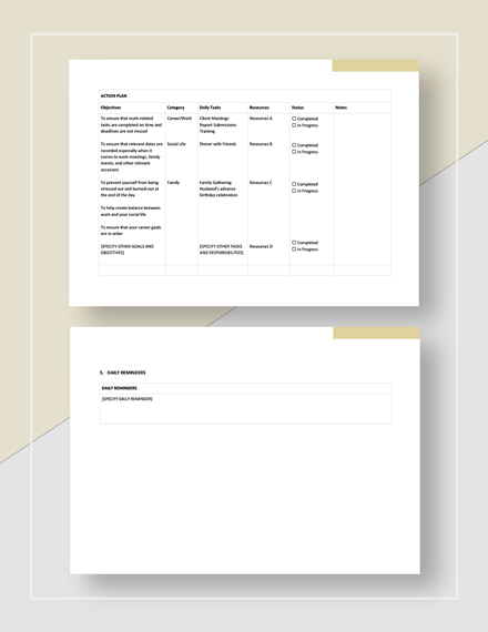 Daily Action Planner Printable