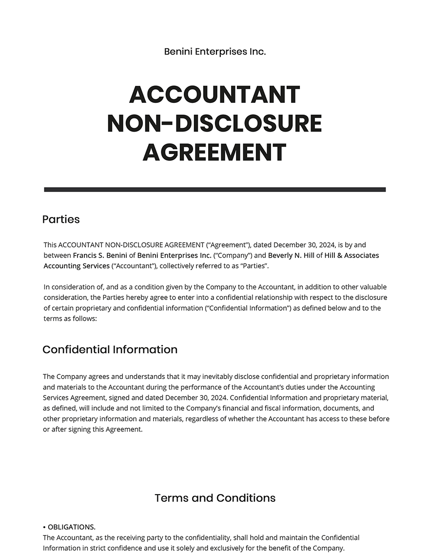 Accountant Non-Disclosure Agreement Template