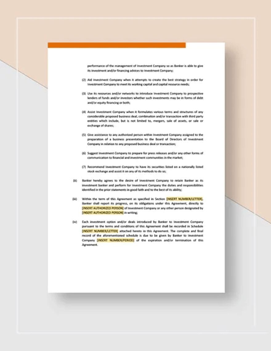 Investment Banking Agreement Template
