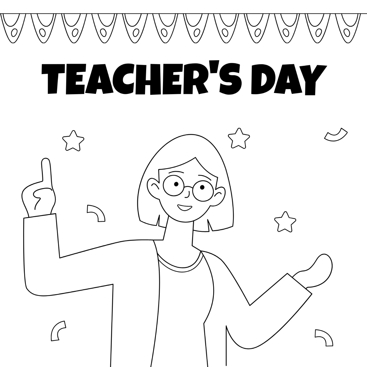 Teachers Day Illustration Drawing Template