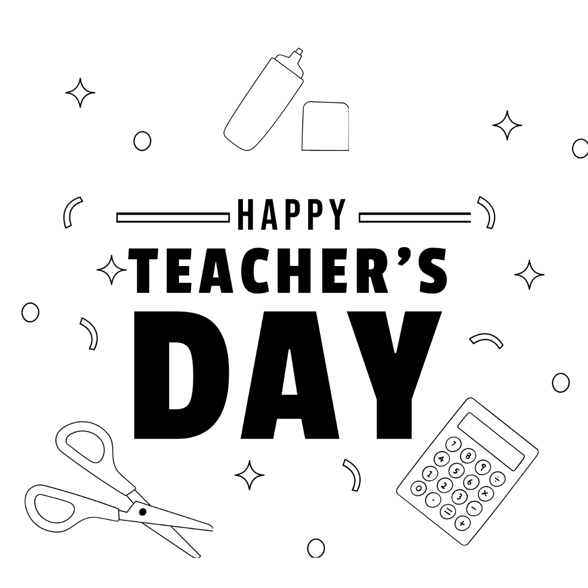 Teachers Day Icon Drawing Template