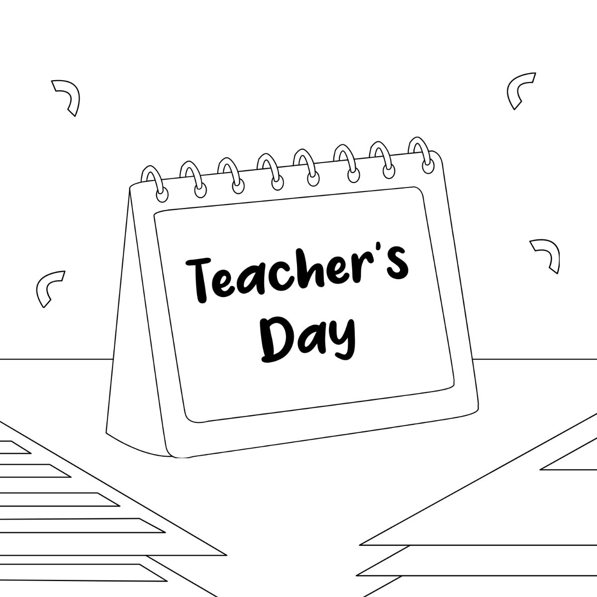 Teachers Day Calendar Drawing Template