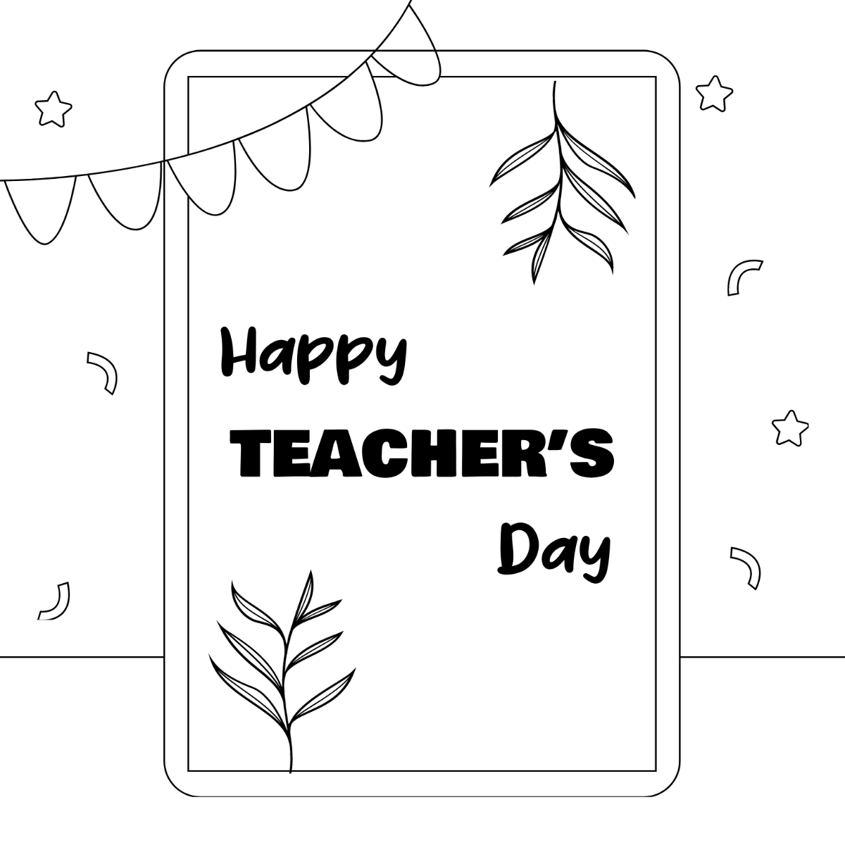 Teachers Day Greeting Card Drawing Template