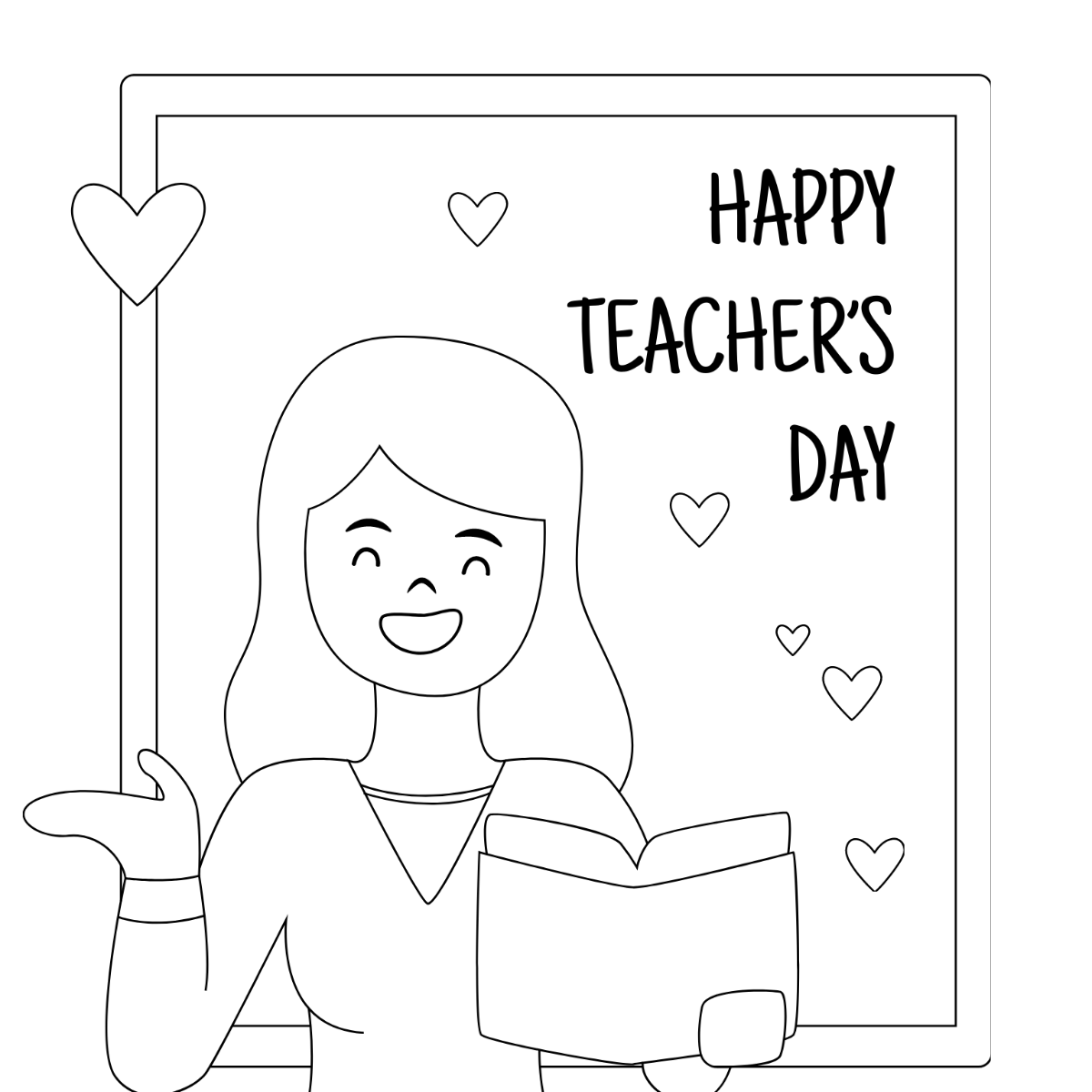 Teachers Day Flat Design Drawing Template