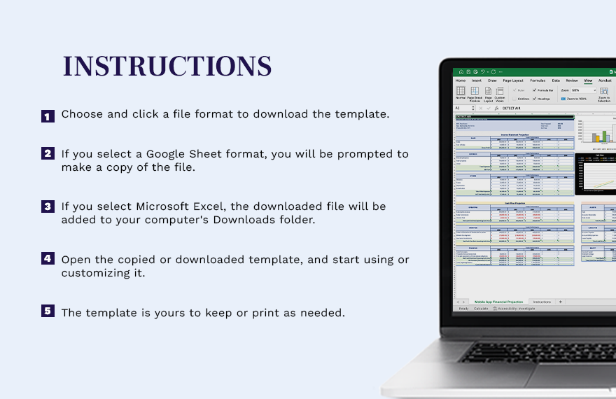 Mobile App Financial Projections Template Download in Excel Google