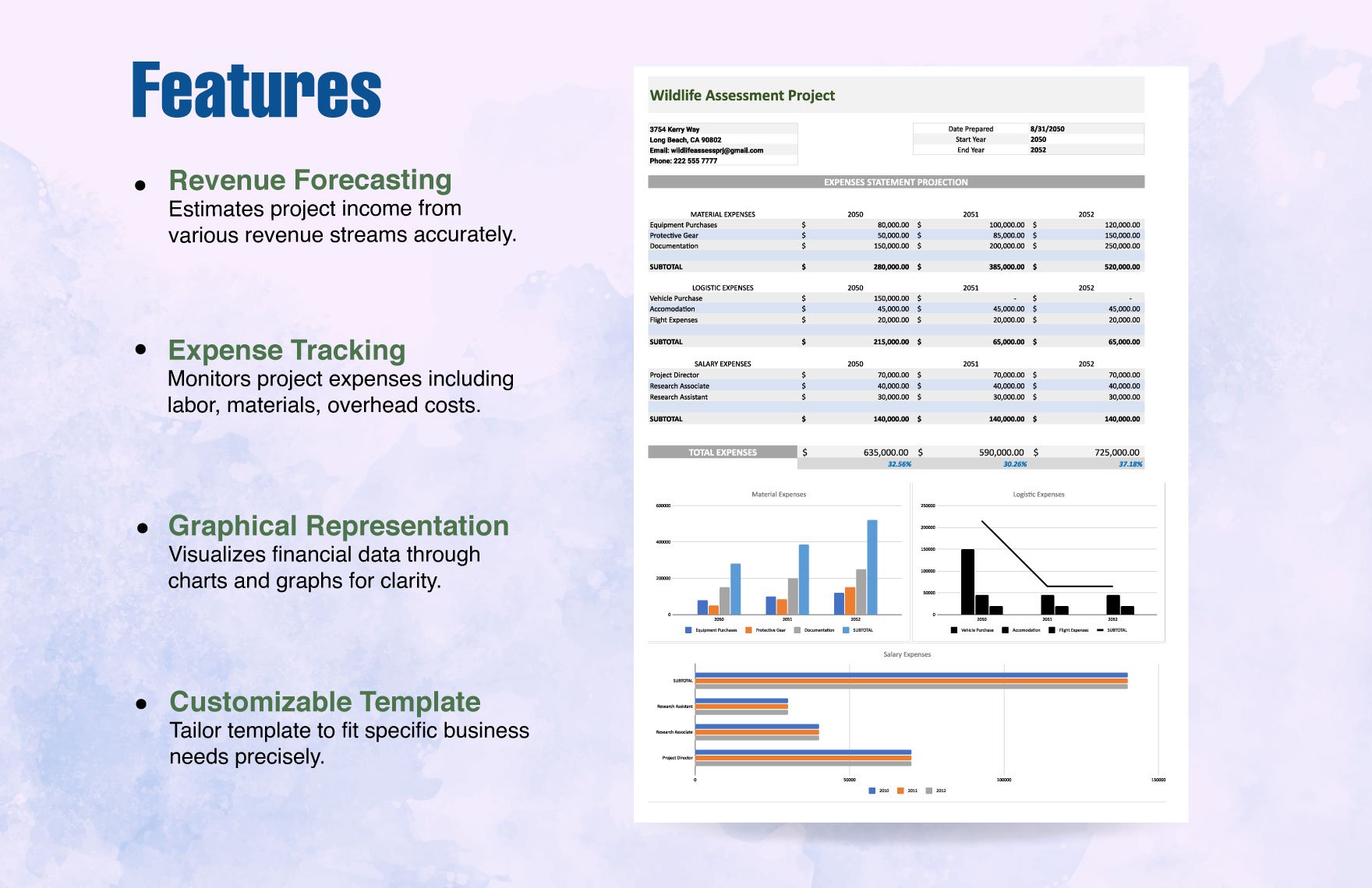 Project Financial Projections Template