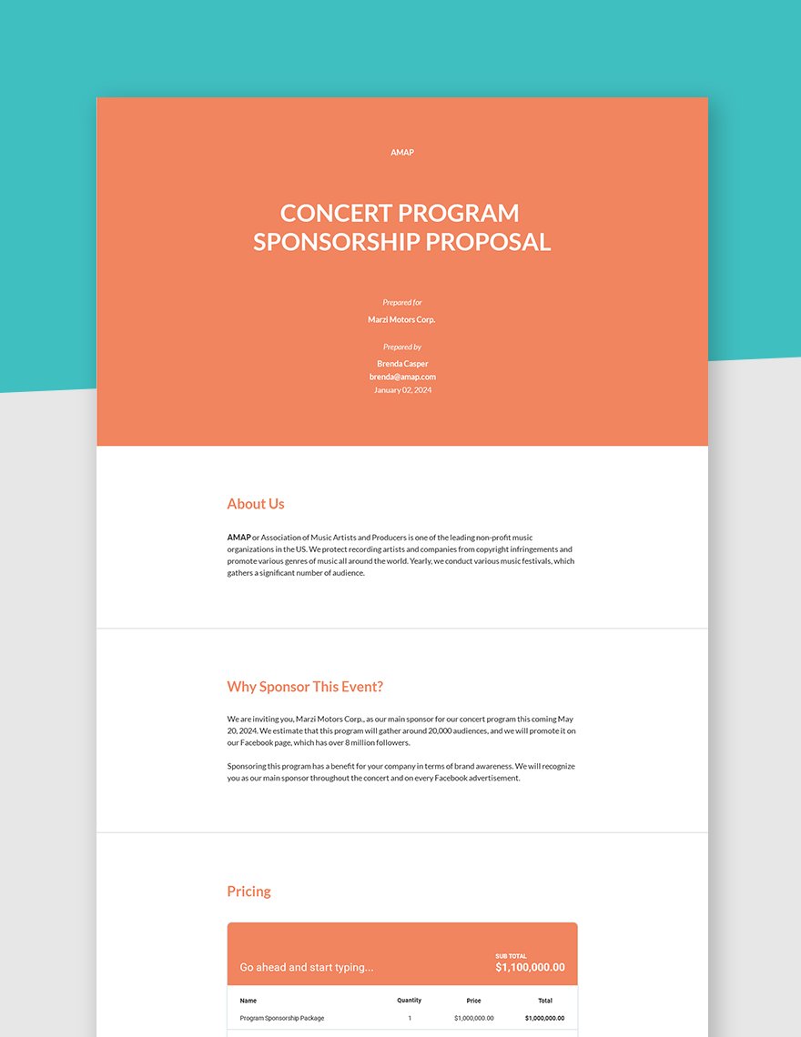 Program Sponsorship Proposal Template in Word, Google Docs, Apple Pages