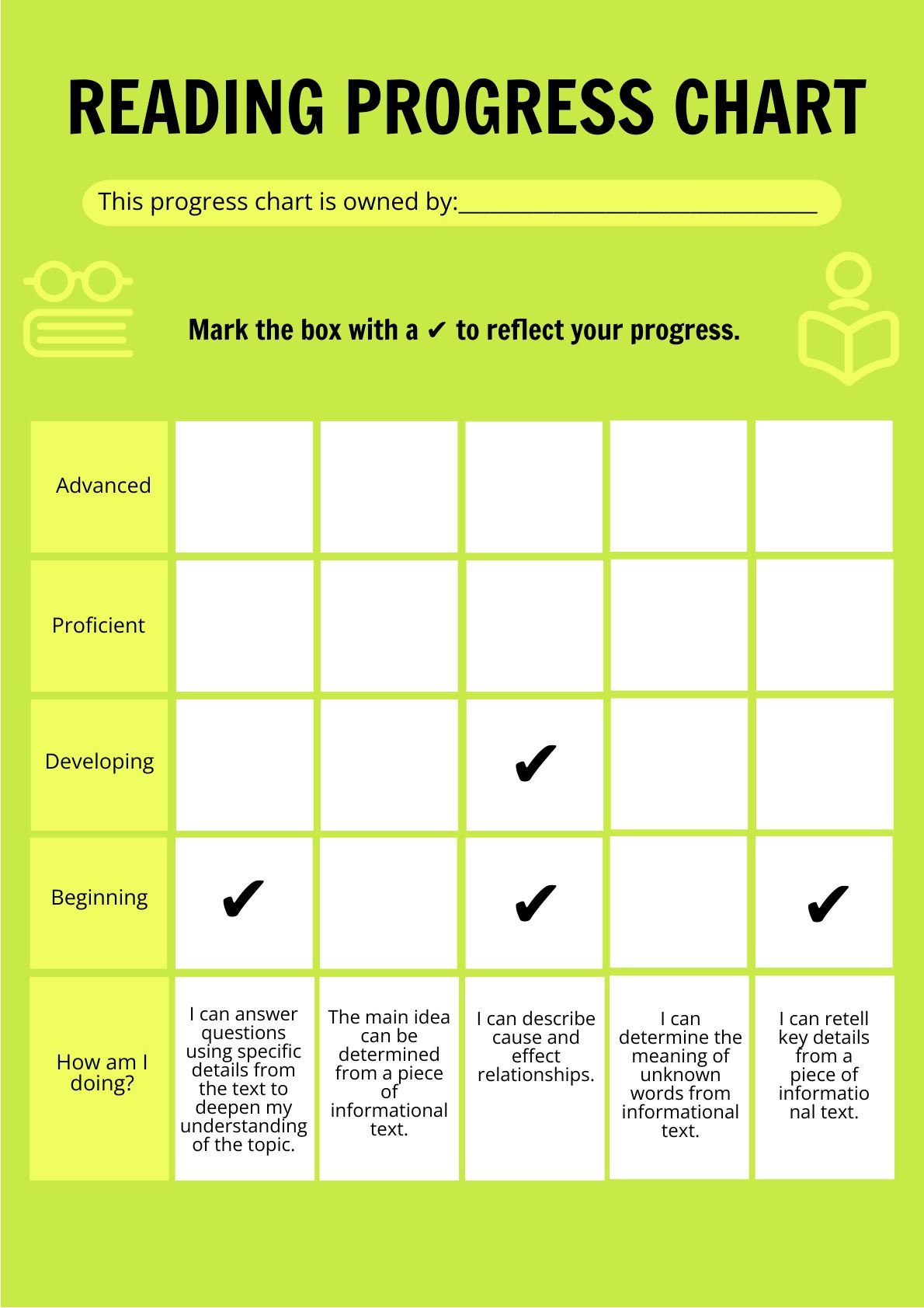 Free Reading Progress Chart