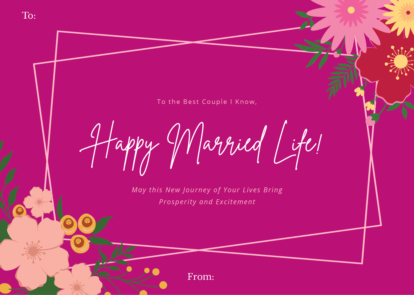 Blank Wedding Greeting Card Template