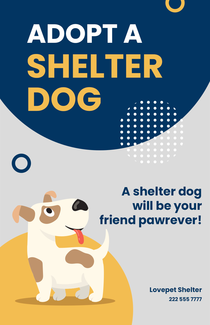 Adopt Shelter Dog Poster Template in Word, Google Docs, Illustrator, PSD, Apple Pages, Publisher