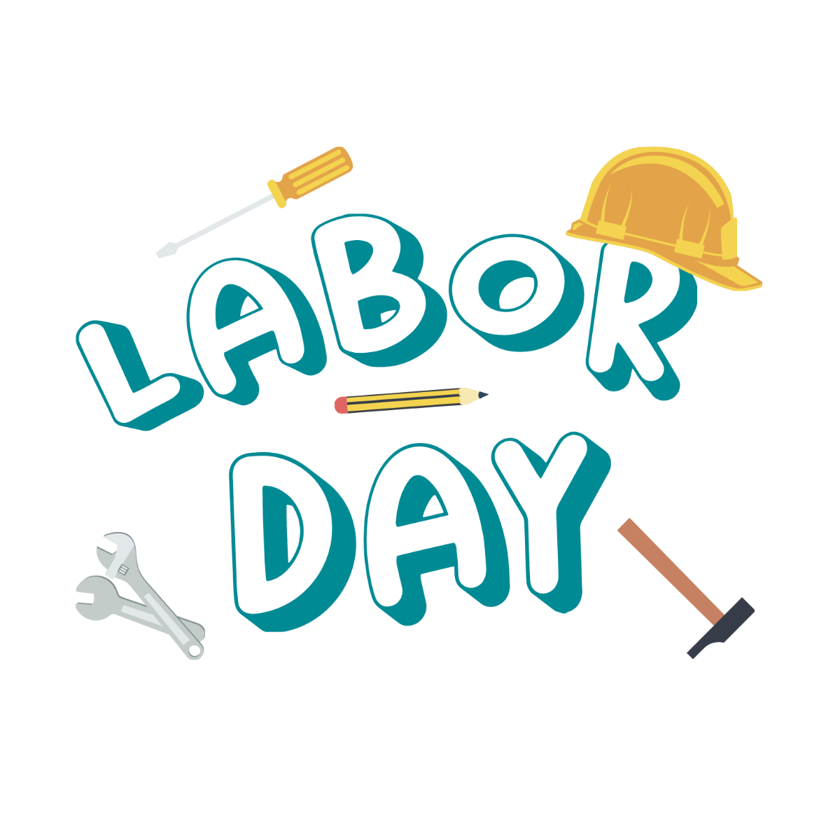Free Labor Day Cartoon Clipart Template