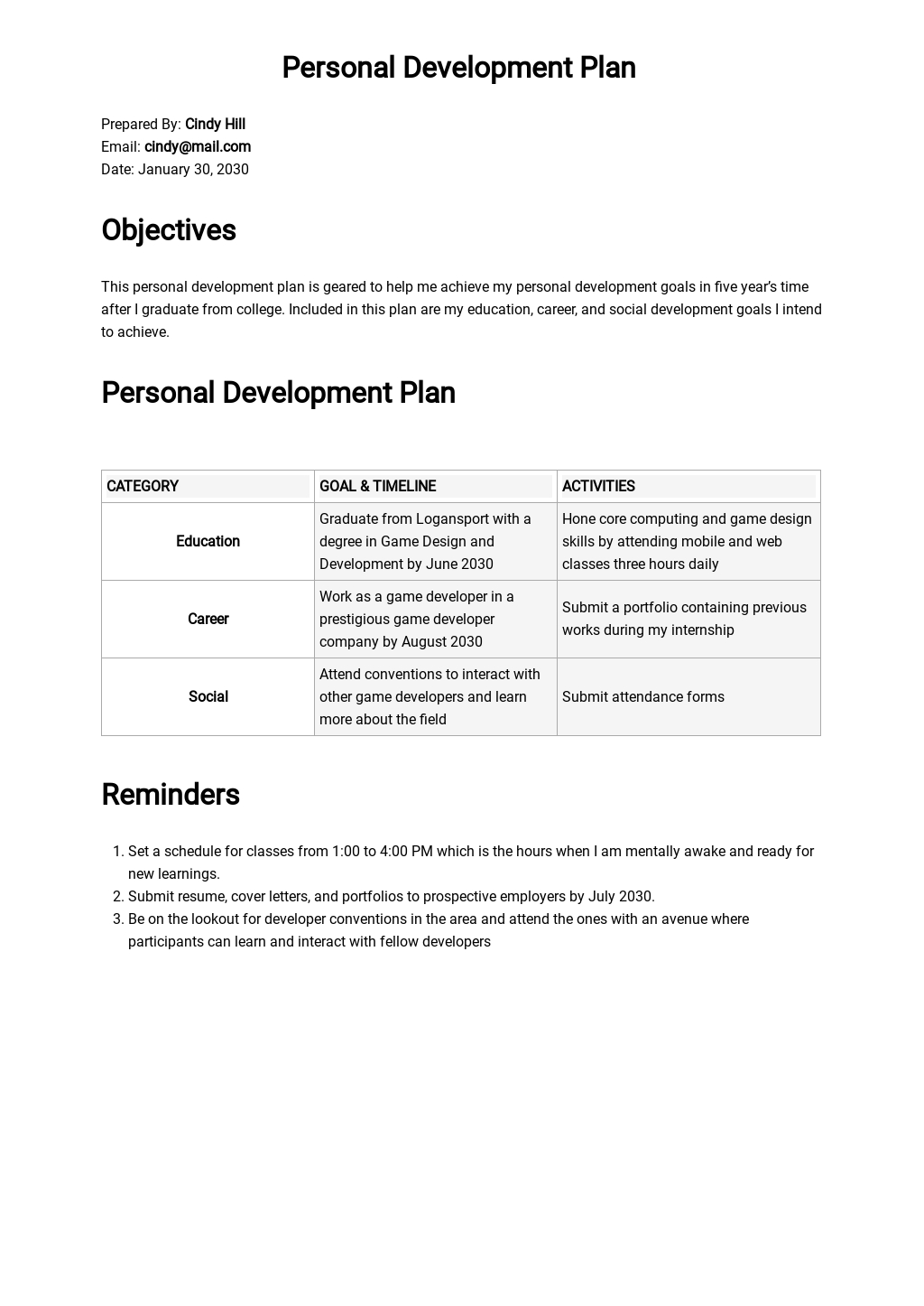 Download 8+ Personal Development Plan Templates ...