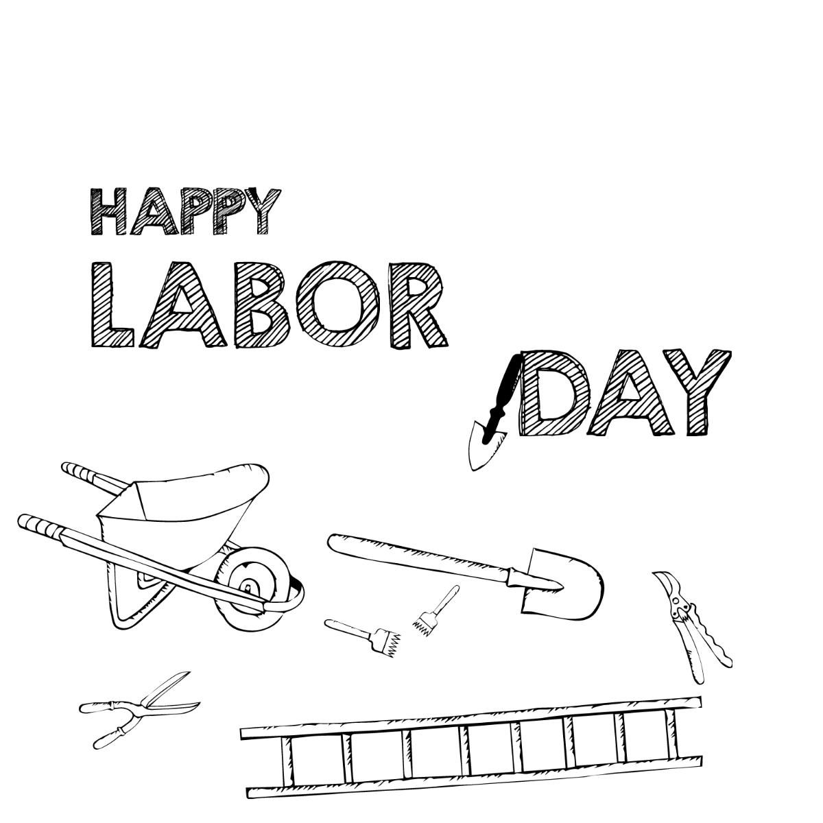 Labor Day Chalk Design Clipart Template