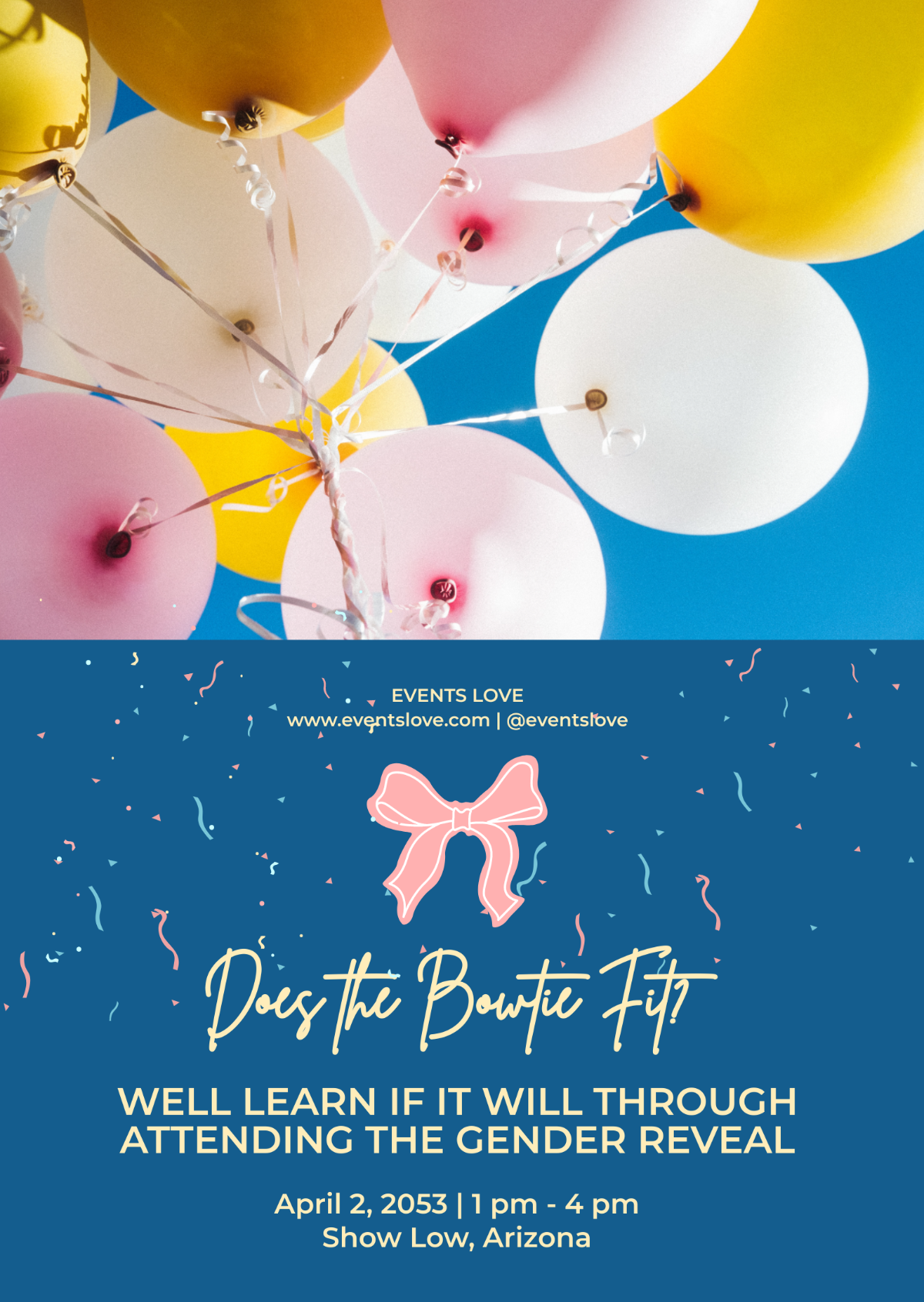 Bowties And Bows Gender Reveal Flyer Template