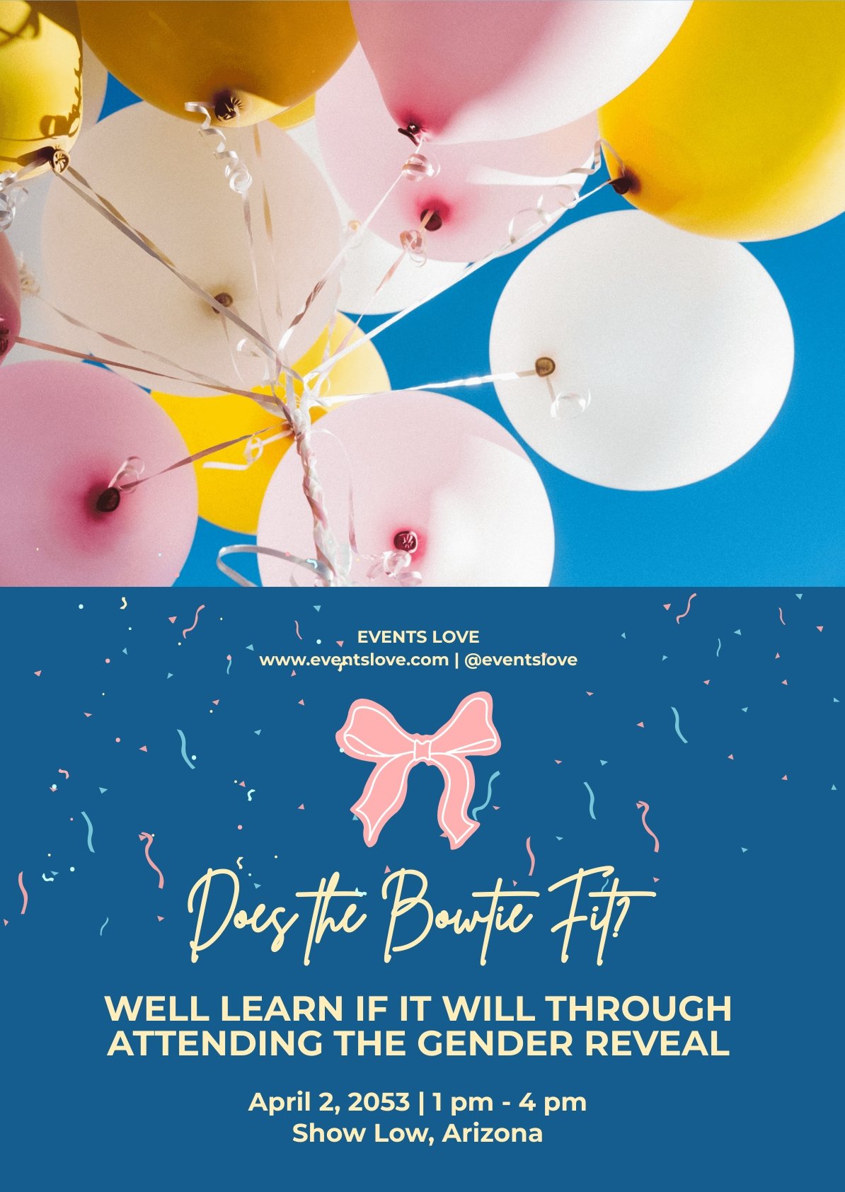 Bowties And Bows Gender Reveal Flyer